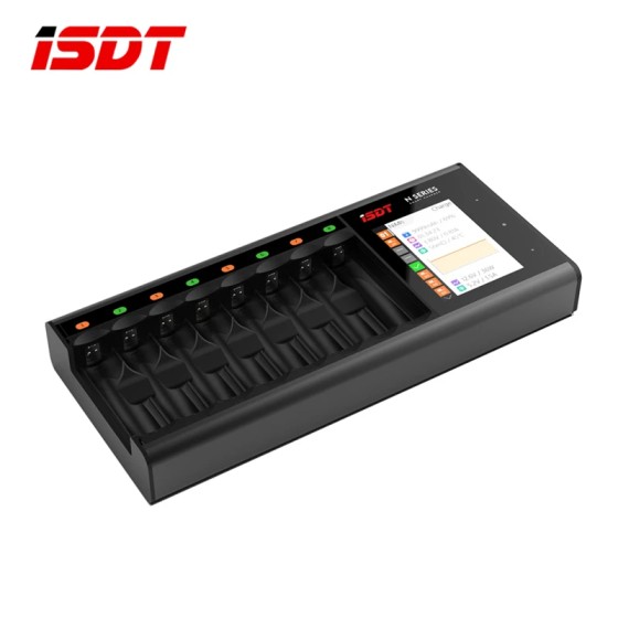 ISDT N8 Multichannel 18W 1.5A 8 Slots LCD AA/AAA Battery Quick Balanced Charger for LiIon LiHv Life NiMh Nicd Nizn RC Parts